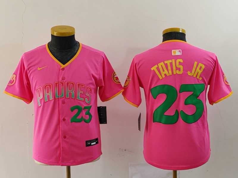Youth San Diego Padres #23 Fernando Tatis Jr Pink Player Number Fashion Baseball Jersey->mlb youth jerseys->MLB Jersey